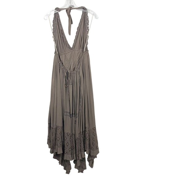 Free People Endless Summer Norina Maxi Dress Taupe Brown Halter Open Back SMALL - Picture 2 of 7